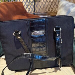 Rosetti Navy Embossed Handbag with Silver Accents